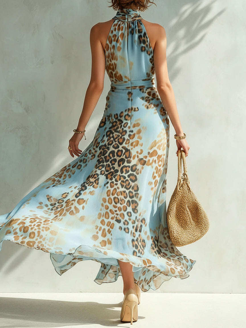 Daniela | Glamurowa Sukienka Maxi W Panterkę