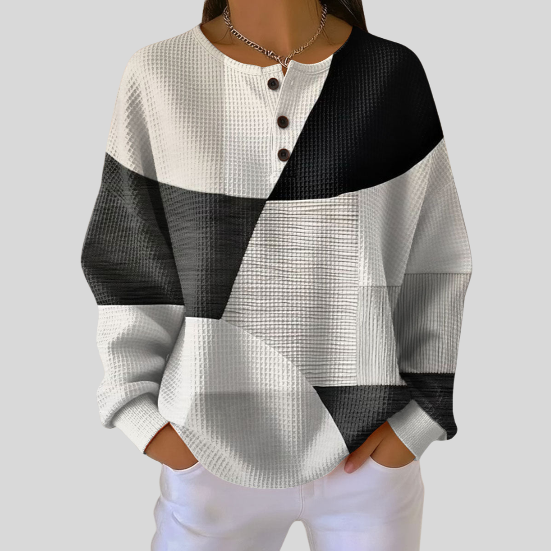 Agnieszka™ | Sweter Henley z dzianiny waffle