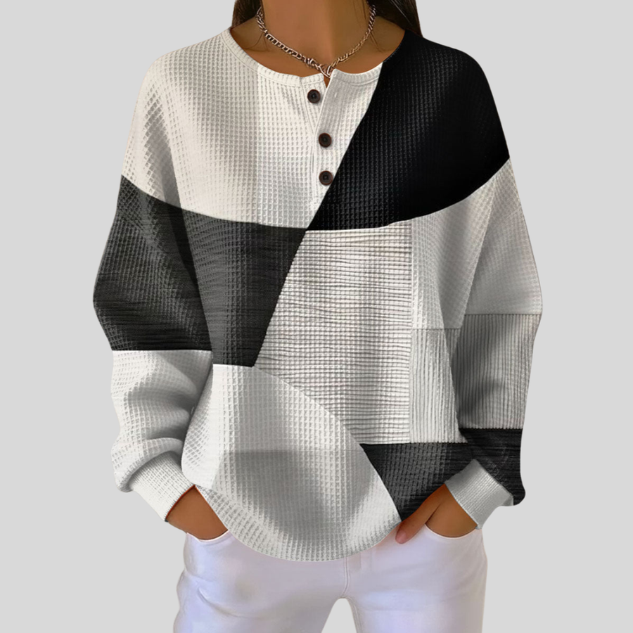 Agnieszka™ | Sweter Henley z dzianiny waffle