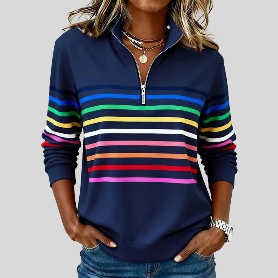 Prismette™ | Kolorowy Sweter z Kapturem w Paski