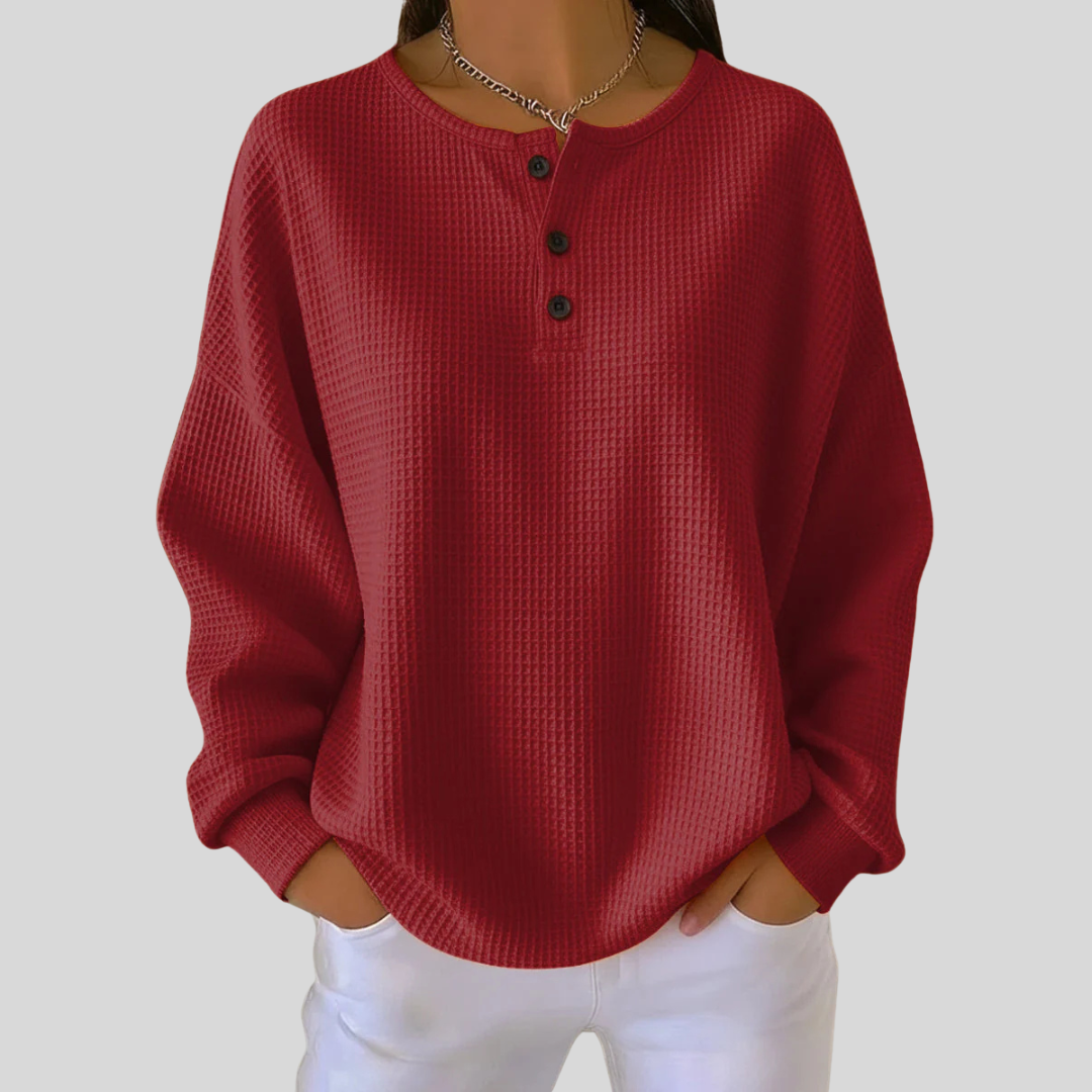 Natalia™ | Casual Henley Sweatshirt