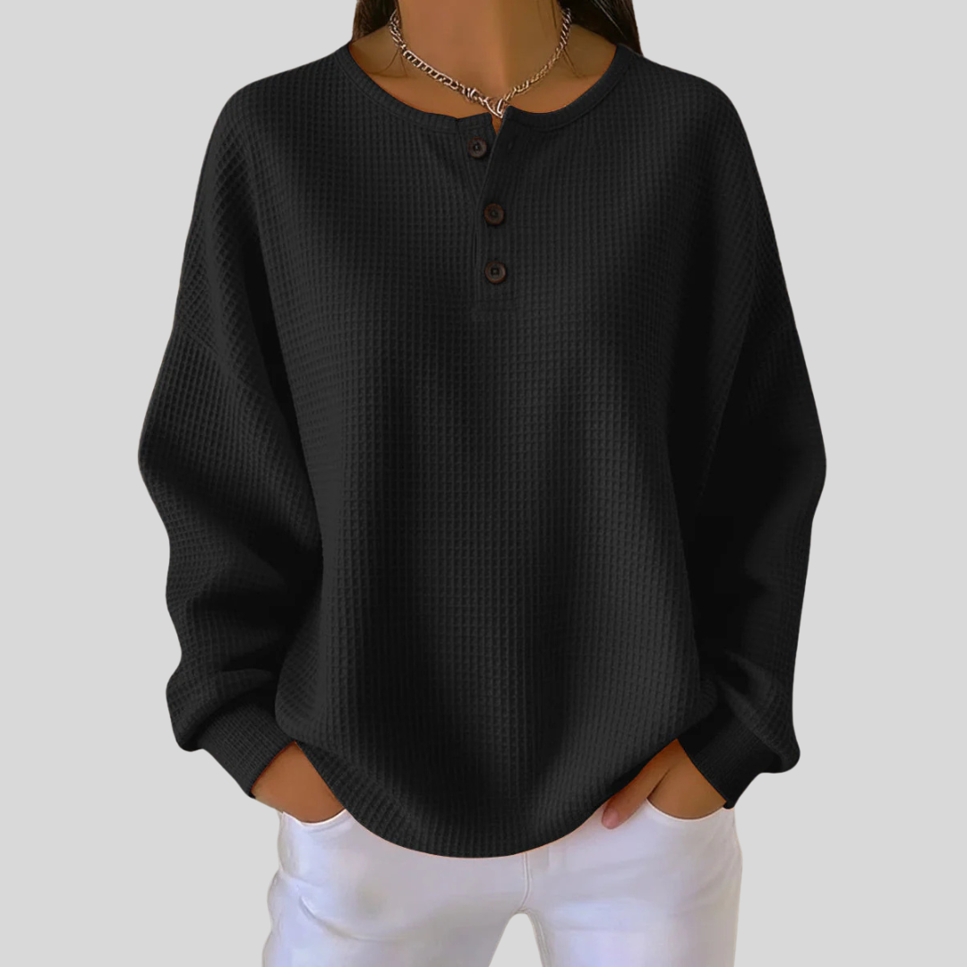 Natalia™ | Casual Henley Sweatshirt