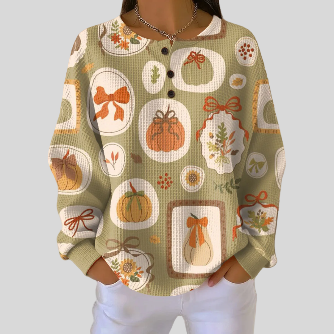 Tawna™ | Sweter z Kokardkami i Dyniami