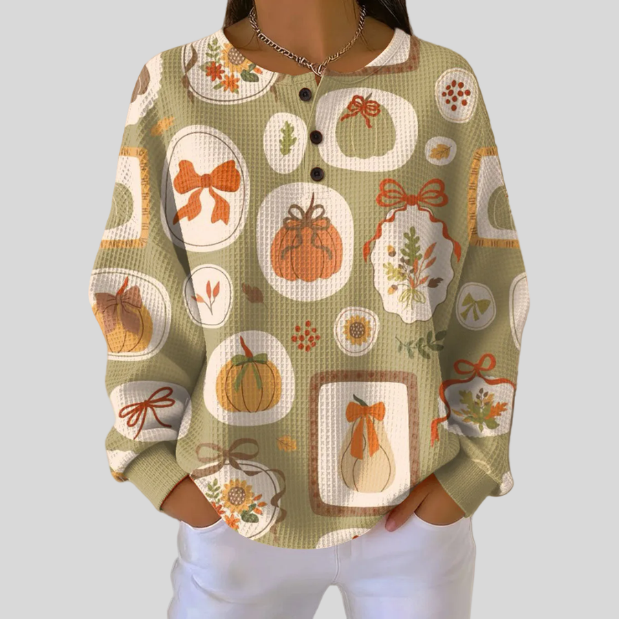 Tawna™ | Sweter z Kokardkami i Dyniami