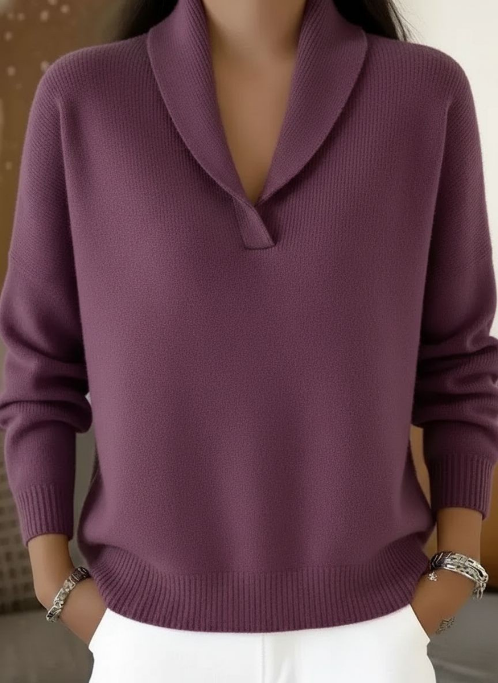 Ewelina | Sweter Z Dekoltem V