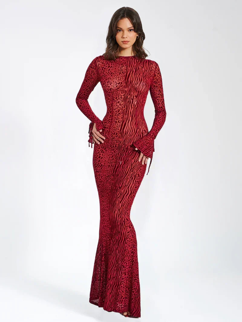 Miriam™ – Półtransparentna sukienka maxi w zwierzęcy print