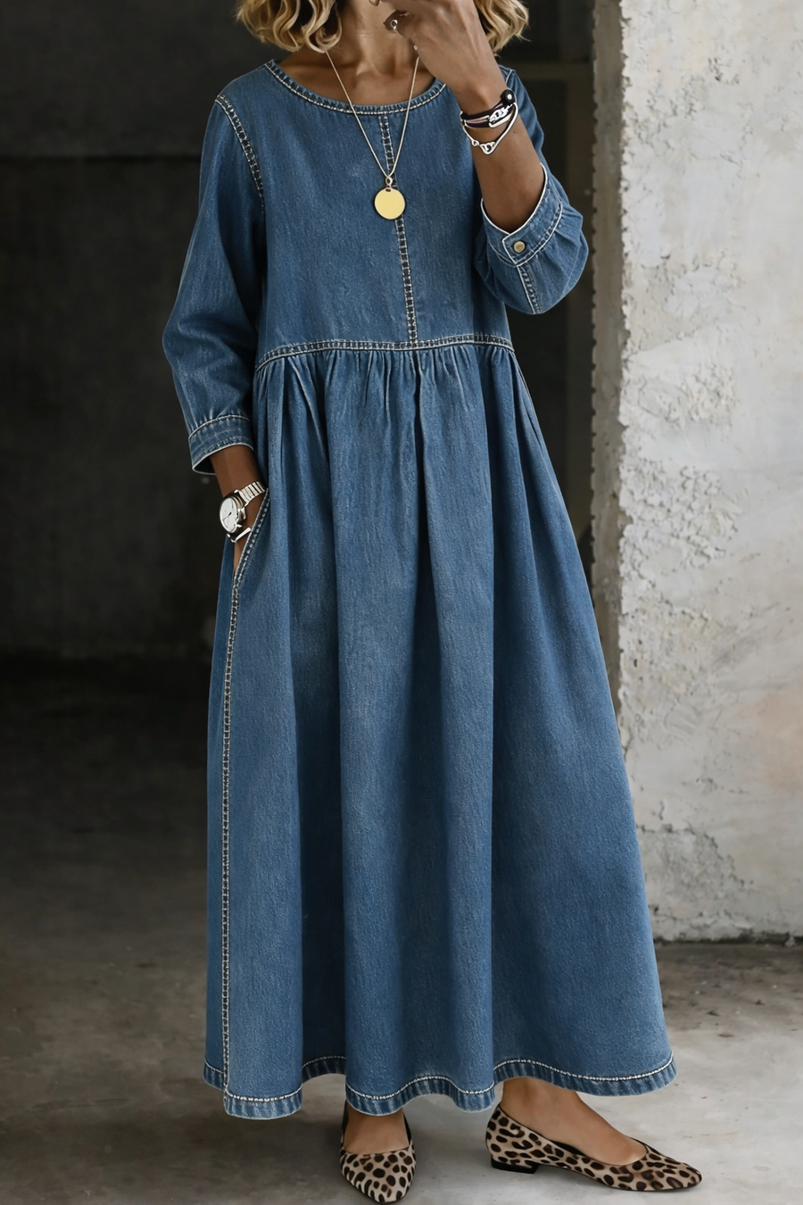 Fiona | Vintage denim midi sukienka