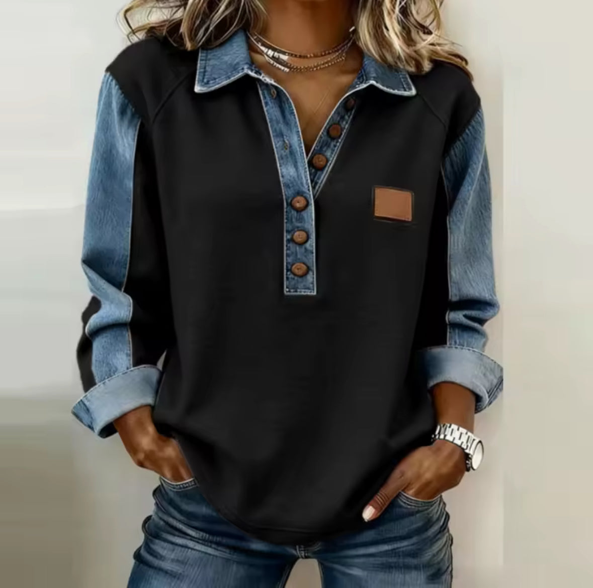 Wiktoria™ | Denim Kraag Pullover