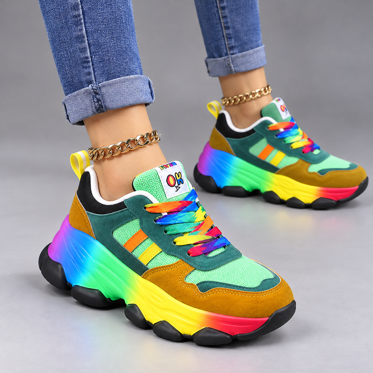 Iwona | Ortopedyczne Sneakersy Z Szerokim Noskiem