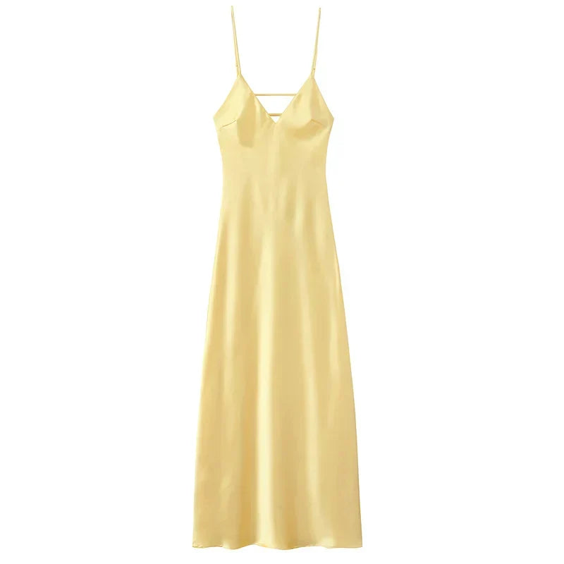 Olga™ – Sukienka maxi slip z jedwabistym wykończeniem