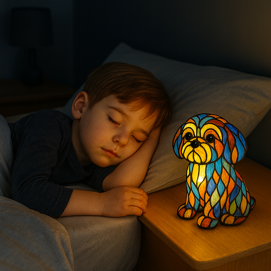 Roksana | Witrażowa Lampa Nocna Pies