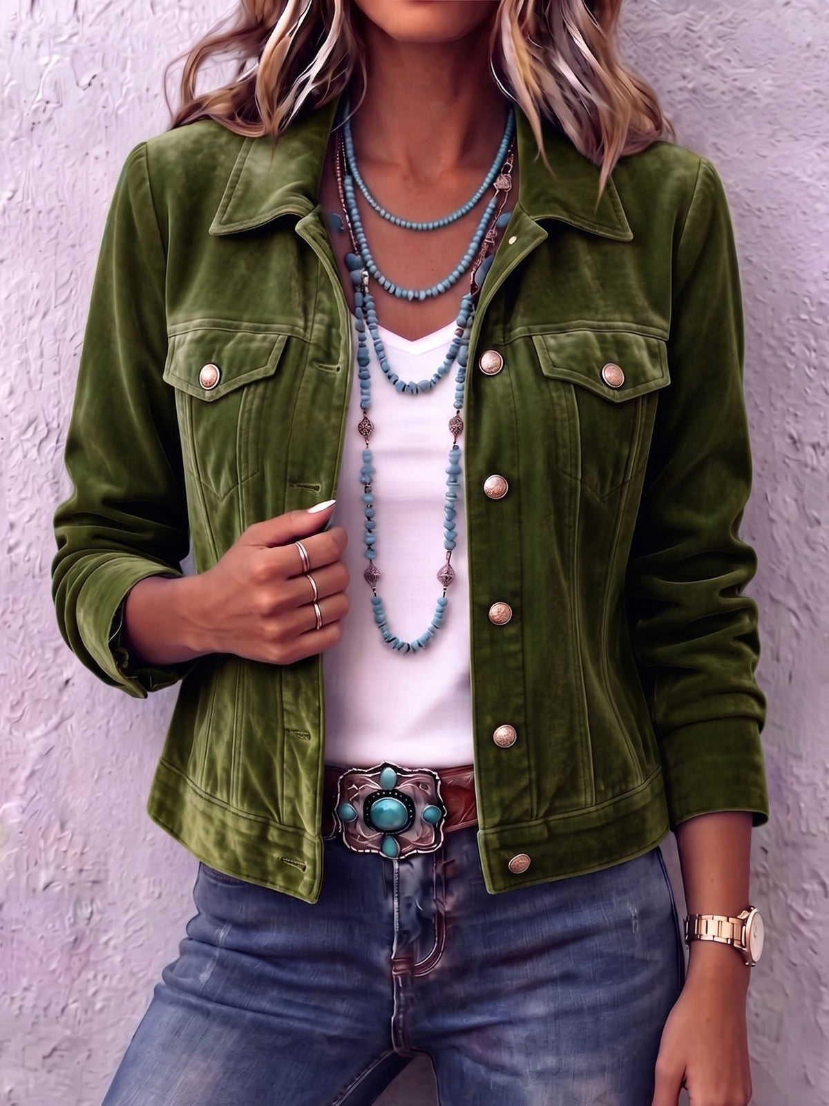Rafaela | Aksamitna Kurtka W Stylu Vintage Boho