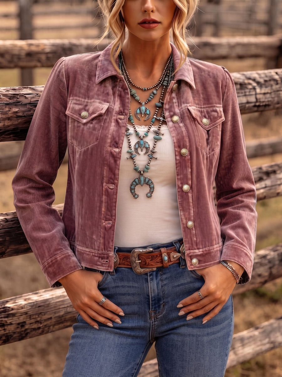 Rafaela | Aksamitna Kurtka W Stylu Vintage Boho
