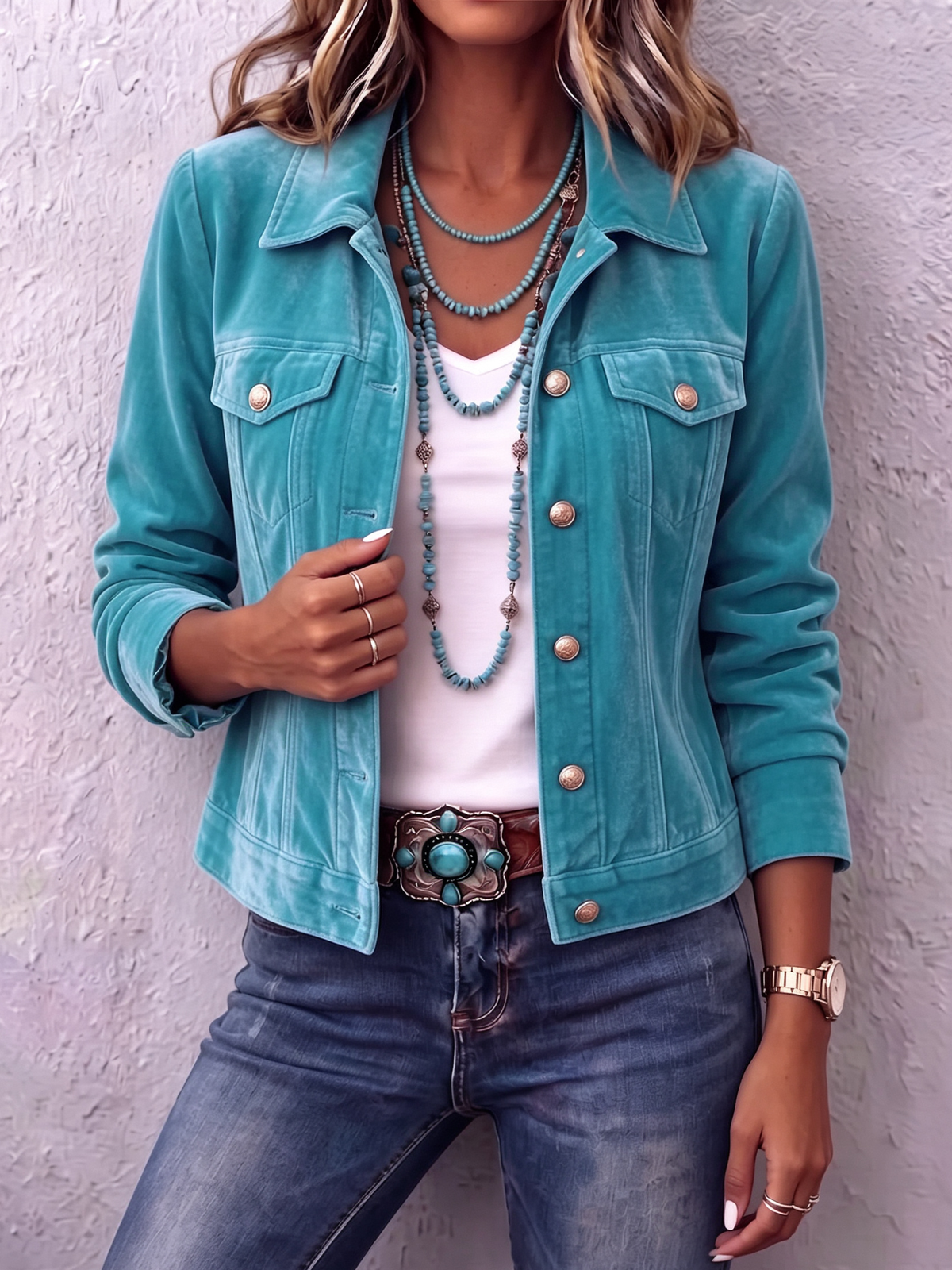 Rafaela | Aksamitna Kurtka W Stylu Vintage Boho