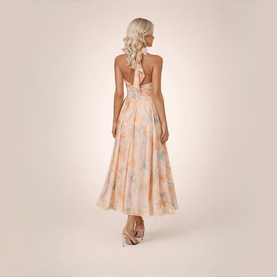 Sandra | Elegancka akwarelowa sukienka maxi na lato